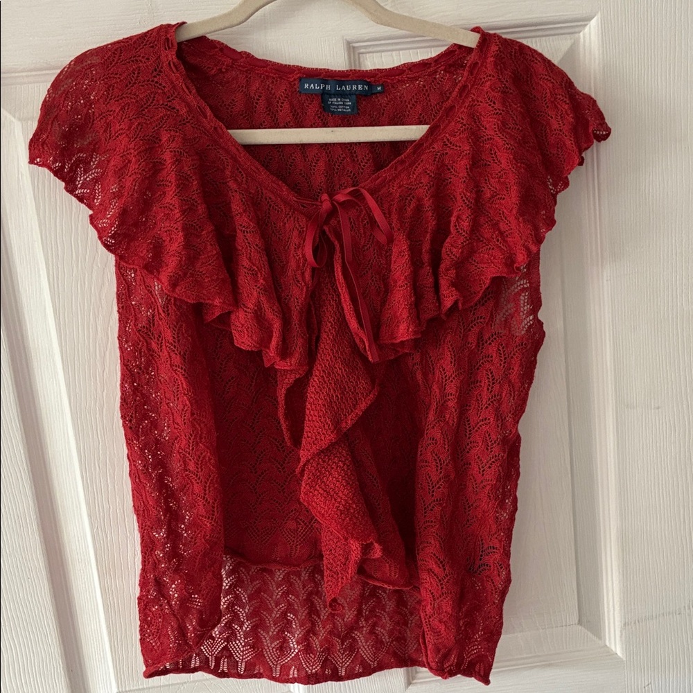 Ralph Lauren Red Lace Blouse